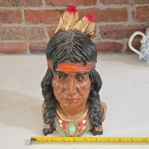 Native American Bust with Feathers